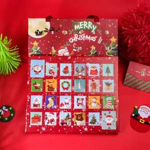 Calendrier de l'Avent rouge de 24 jours avec motifs festifs de bonhomme de neige
