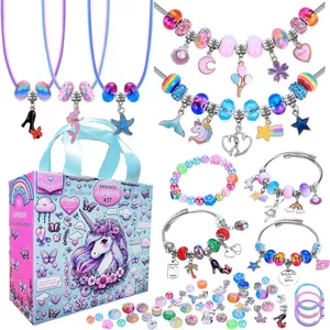 DIY Sieraden Maken Kit Voor Kinderen Met Polymeerklei Kralen Legering Hangers Eenhoorn Regenboog Charms Armband Ketting Set