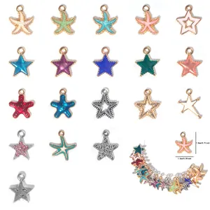 Alloy Enamel Star And Sea Star Pendants For Jewelry Making DIY Bracelet Necklace Accessory Starfish Charms For Women Kids