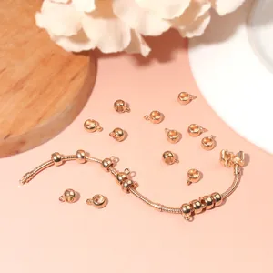 Rose gold snake chain bracelet with cylindrical pendant beads for DIY jewelry making