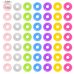 Assortiment de joints toriques colorés en silicone pour bijoux DIY, diamètre 6mm et trou 2,5mm