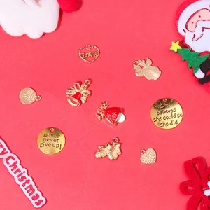 Détails de pendentifs de Noël festifs en alliage pour la création de bijoux DIY dorés