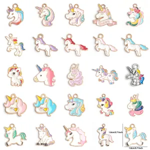 Breloques Licorne en Émail Alliage de Zinc Dessin Animé Animaux Pendentifs pour Fabrication Bijoux DIY Bracelet Collier Boucles d'Oreilles Accessoires Filles Femmes