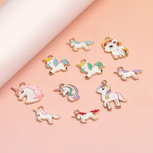 Pendentifs licorne colorés en émail et alliage pour colliers DIY et création de bijoux