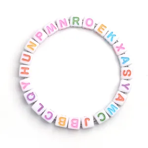 Luminous round resin alphabet beads bracelet with colorful 26 letters for jewelry making