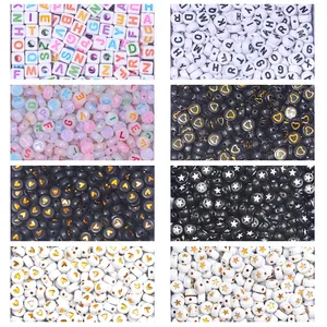 DIY Alphabet Beads Luminous Acrylic Resin Beads Heart Star Pattern Craft Supplies For Bracelet Necklace Jewelry Making