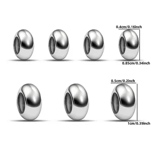 Perle Stopper in Lega di Zinco e Silicone Argento Lucido Ovali Distanziatori di Posizionamento per Creazione Gioielli DIY