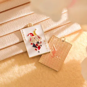 Pendentif carte à jouer Joker lapin en émail pour la création de colliers et bracelets