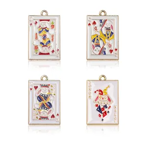 Pendentifs en Alliage Émaillé Cartes à Jouer Lapin Jack Queen King Joker Pour Fabrication de Bijoux Collier Bracelet Accessoires DIY