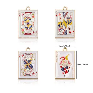 Pendentifs émaillés de cartes de poker avec J, Q, K et Joker pour bijoux DIY
