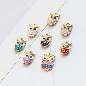 Colorful owl alloy pendants in multiple colors for DIY jewelry necklaces and earrings
