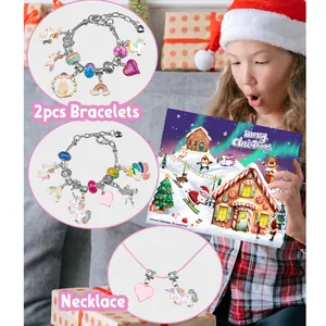 Calendrier de l'Avent de Noël avec bracelets licorne et collier pour enfants en cadeau