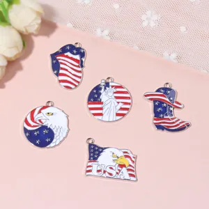 Patriotische US Flagge Adler Freiheitsstatue Emaille Charms Zinklegierung Emaille Anhänger Für DIY Schmuck Keychain