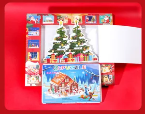 Detailed view of the 3D Christmas puzzle castle advent calendar with assembly dimensions