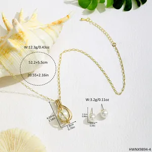 Detaillierte Größentabelle für das Schmuckset aus Perlenhalskette und Ohrringen
