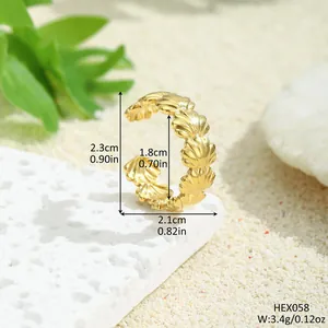 Anello aperto in oro stile oceano con trama a conchiglia e misure per moda spiaggia