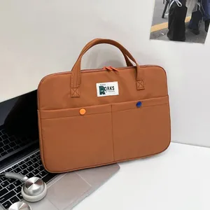 Sac à Main pour Ordinateur Portable Femmes 13 14 Pouces Étui Tablette Nylon 11 Pouces Mallette Avec Poches Avant Boutons Contrastés