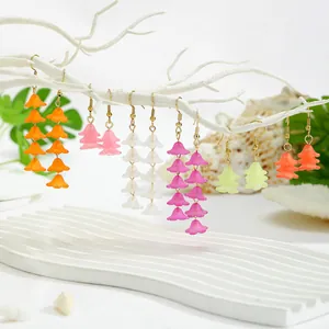 Fresh Resin Lily Of The Valley Flower Drop Earrings Multi Layer Petal Beaded Long Dangle Earrings For Women Vacation Jewelry