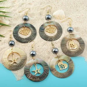 Böhmische Muschel Ohrhänger Für Damen Ozean Seestern Schildkröte Walflosse Herz Anhänger Legierung Urlaubs Schmuck