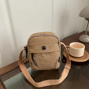 Women Casual Nylon Crossbody Bag Lightweight Vertical Small Square Shoulder Bag With Adjustable Strap For Phone Storage