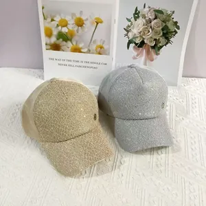 Detailed view of fashion lace baseball caps with sequins and breathable mesh back