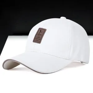 Adjustable Men Baseball Cap 100% Cotton Breathable Outdoor Sport Golf Hat With Leather Patch Contrast Binding Sun Protection Casual Snapback Sunscreen Accessory