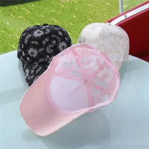 Casquettes de baseball respirantes avec broderie florale en dentelle pour femmes en noir