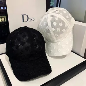 Women's Summer Lace Floral Baseball Cap Hollow Out Mesh Breathable Sun Protection Fashion Beach Vacation Sun Hat Adjustable