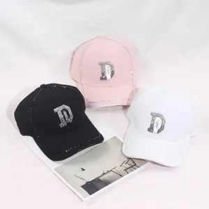Damen Mode Strass Buchstabe D Baseballkappe Baumwolle Verstellbarer Sonnenhut Sportliche Streetwear Kopfbedeckung Für Den Alltag