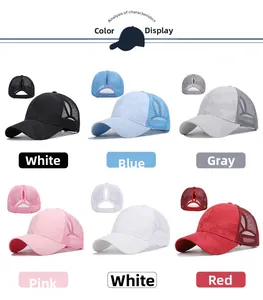 Six colors of ponytail mesh baseball caps with camo texture and breathable net back