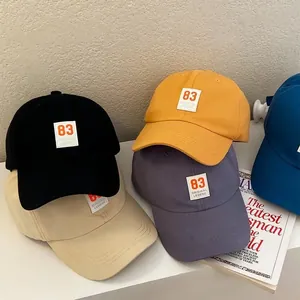 Japanese style baseball caps with 83 patch in multiple colors for trendy street wear