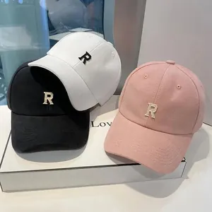 Casquette de Baseball avec Lettre R Brodée Coton Réglable Chapeau de Soleil Extérieur Décontracté Streetwear pour Femmes Hommes