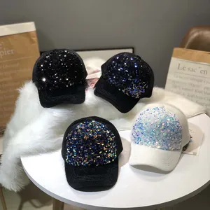 Fashionable mohair baseball caps with colorful sequins for winter street style fashion