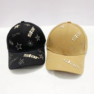 Casquettes de baseball noires et kaki avec broderie d'étoiles dorées et lettrage star