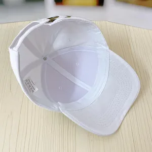 Detail view of cotton baseball cap interior showing fine stitching and sweatband