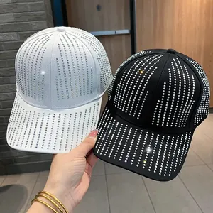 Full Rhinestone Baseball Cap Fashion Sparkling Sun Hat For Women Casual Adjustable Cotton Peak Cap Bling Outdoor Headwear