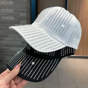 Sparkly rhinestone baseball caps for women in black and white colors with glittery crystals