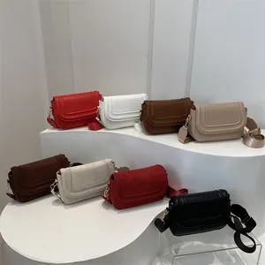 Fashionable faux suede saddle bag for women in 8 colors with adjustable strap