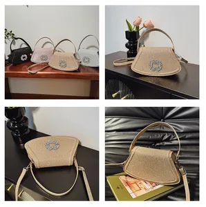 Détails de sacs à main scintillants avec boucles carrées en strass en quatre couleurs