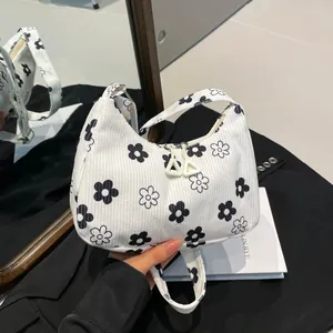 Borsa Sottoascellare da Donna in Velluto a Coste Stampata Casual Floreale Fragola Ciliegia Fiocco Piccola Borsa Hobo a Spalla Borsetta Quotidiana Versatile