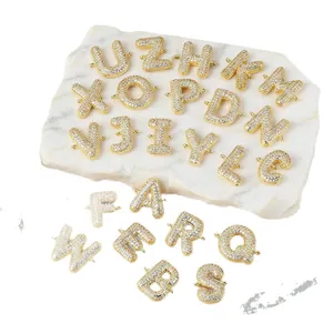 26er-Set Goldbuchstaben mit Zirkonia-Besatz für DIY geflochtene Armbänder