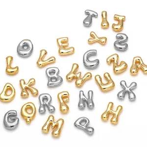 Polierte 3D-Alphabet-Anhänger in Gold und Silber für DIY-Schmuckherstellung