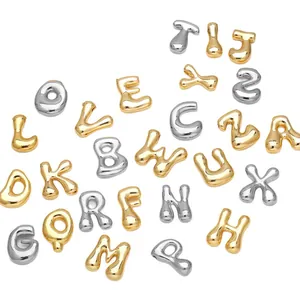 Polierte 18K Gold- und Silber-Ballon 26 Alphabet-Anhänger für DIY-Halsketten