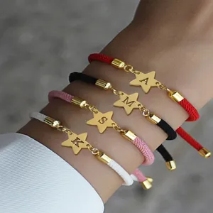 Edelstahl Stern Anfangsbuchstabe Geflochtenes Seil Armband Für Damen Herren Minimalistisches Verstellbares Handgemachtes Schmuck Geschenk Zubehör