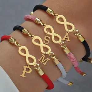 Edelstahl Unendlichkeit Initial 26 Buchstaben Anhänger Geflochtenes Seil Armband Einstellbar Minimalistischer Mode Schmuck Damen Herren Geschenk