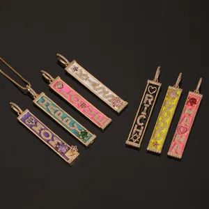 Ciondoli MOM in oro 18K con smalto colorato e zirconi scintillanti per collane DIY