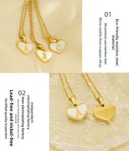 Detail of gold heart shell pendant with vacuum plating and eco-friendly stainless steel