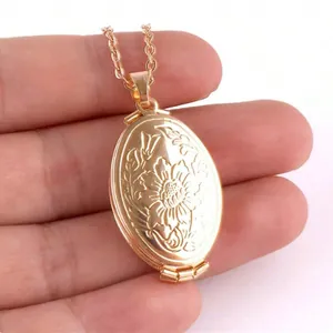 Vintage Goldene Medaillon-Halskette mit Sonnenblumenmuster und faltbarem Design