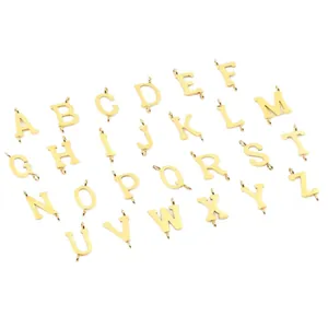 Golden beads set featuring 26 letters from A to Z with double loops for DIY jewelry making