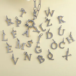 Silver OT toggle chain necklace featuring 26 uppercase alphabet pendants in stainless steel